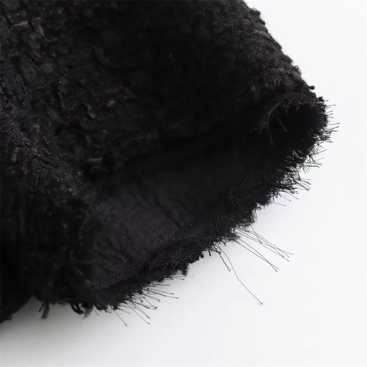 Noir Élan Tweed Mini Dress