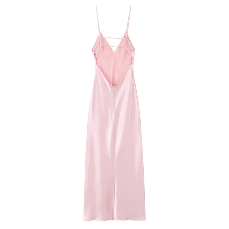 Satin Backless Slip Dress for Women