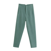 Autumn Trouser Suits High Waisted Office Casual Woman Pants