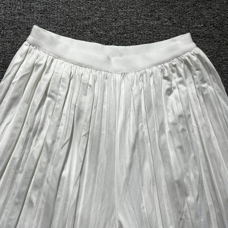 Women's Wide Leg Pants & V Neck Vest Folds Trousers Set
