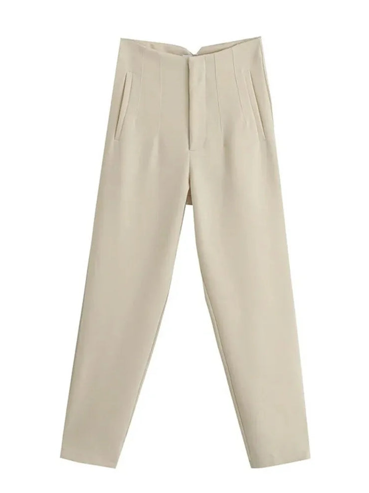 Autumn Trouser Suits High Waisted Office Casual Woman Pants