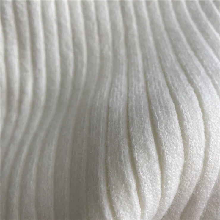 High-end Knit Flared Slim White Pant High Waist Design Pocket Trousers
