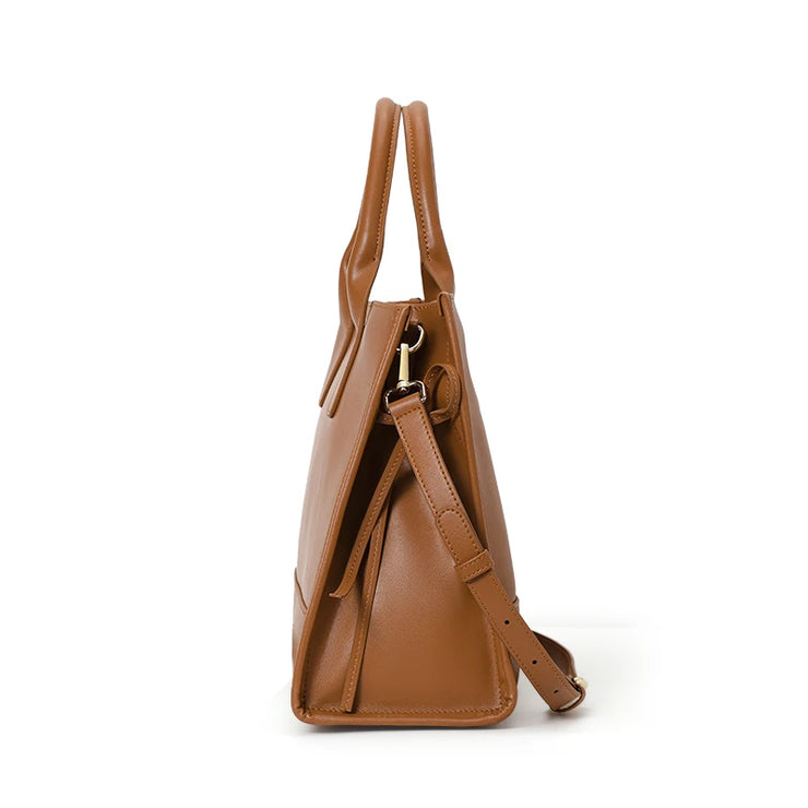 Classic Genuine Leather Structured Tote Bag