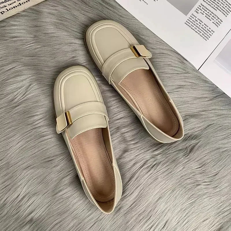 Loafers Beige Moccasins Flat Woman Footwear Luxury Leather Shoes