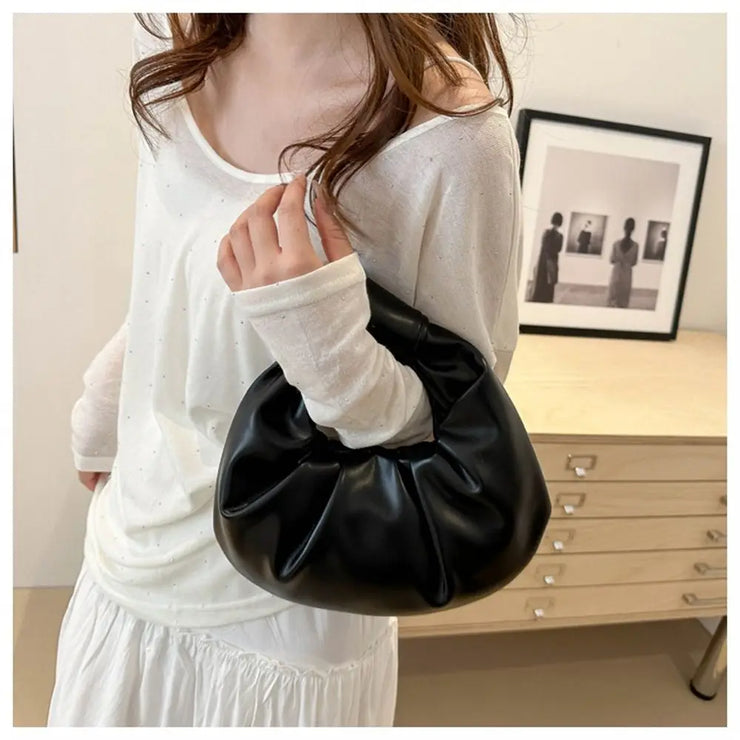 Luna Puff Ruched Half-Moon Shoulder Bag
