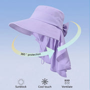 Outdoor Hat Anti UV Neck Protection with Bowknot Wide Brim