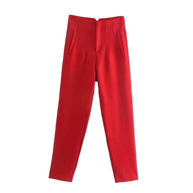 Autumn Trouser Suits High Waisted Office Casual Woman Pants