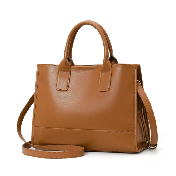 Classic Genuine Leather Structured Tote Bag
