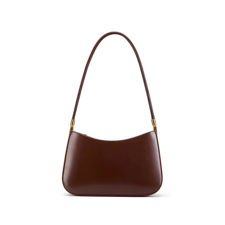 Classic Curve Shoulder Bag – Genuine Leather Elegance