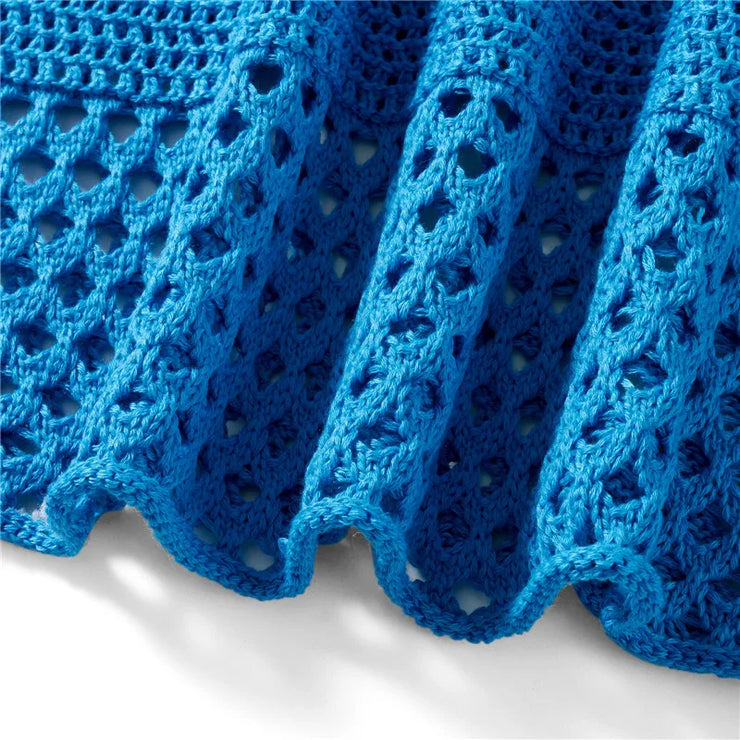 Women Summer 2 Piece Crochet Knit Camisole & Skirt Outfits