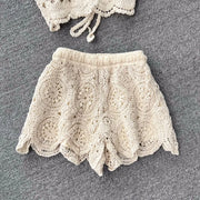 Two Piece Sets Women Summer Knit Camisole Elastic Waist Shorts