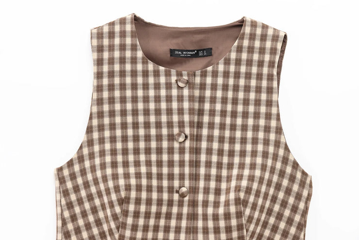 Heritage Checkered Vest & Skirt Co-Ord Set