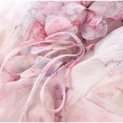 Petal Mirage Open-Back Ruffle Dress