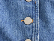 Women's 2 Pieces Sets Blue Denim Vest and Midi Skirt