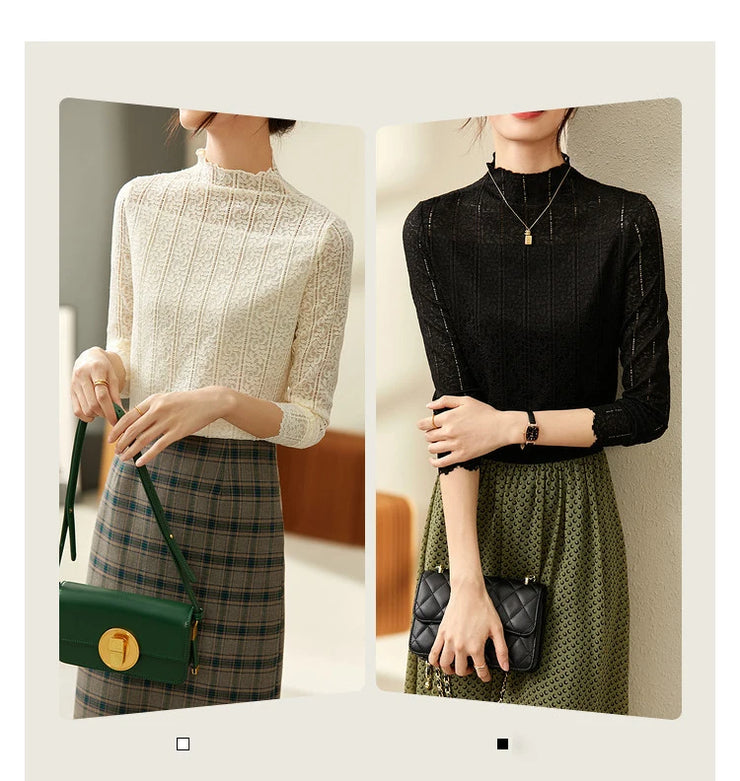 Élise Lace High-Neck Blouse