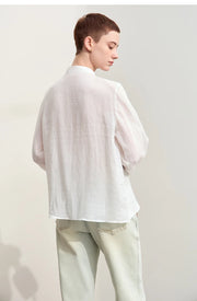 Magnolia Crest Embroidered Ramie Blouse