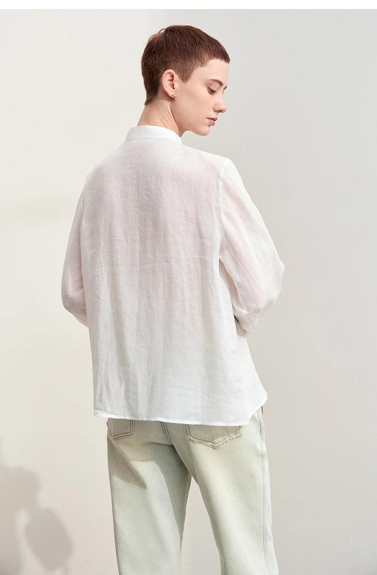 Magnolia Crest Embroidered Ramie Blouse