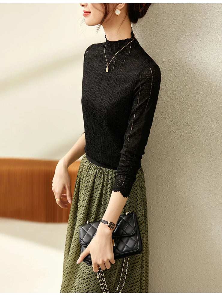 Élise Lace High-Neck Blouse