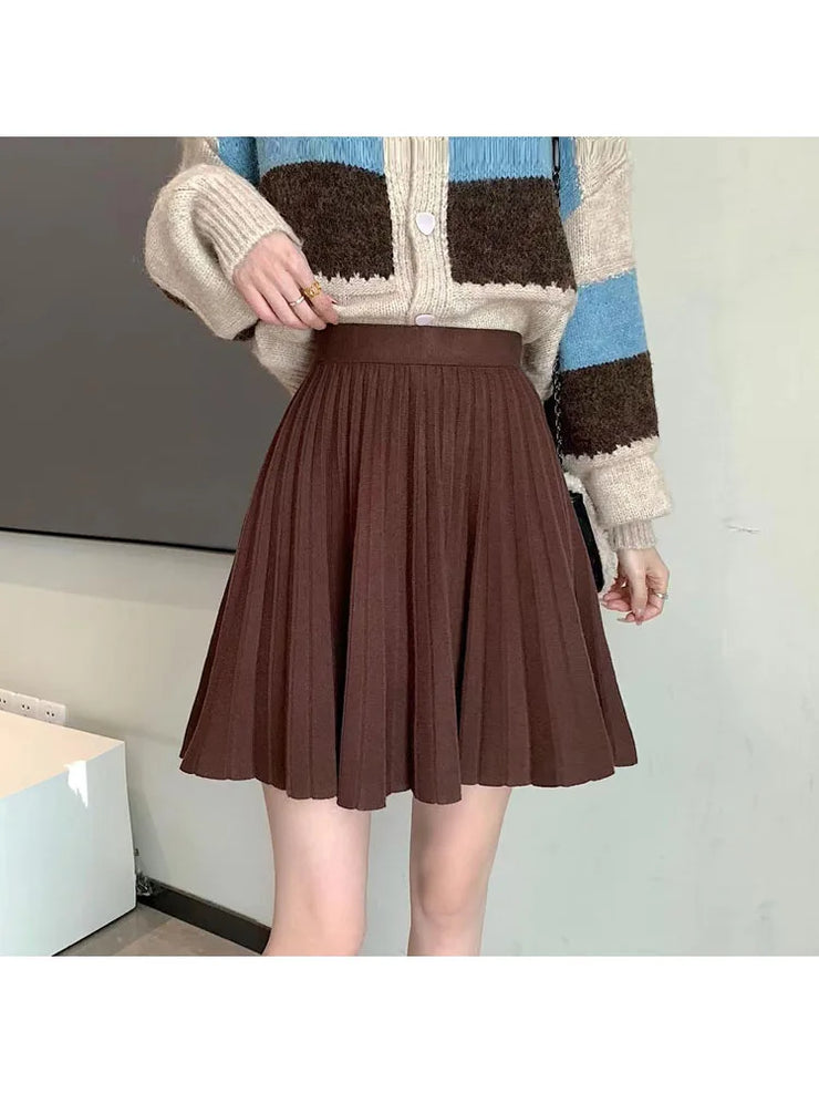 BelleVie Knit Pleated Mini Skirt