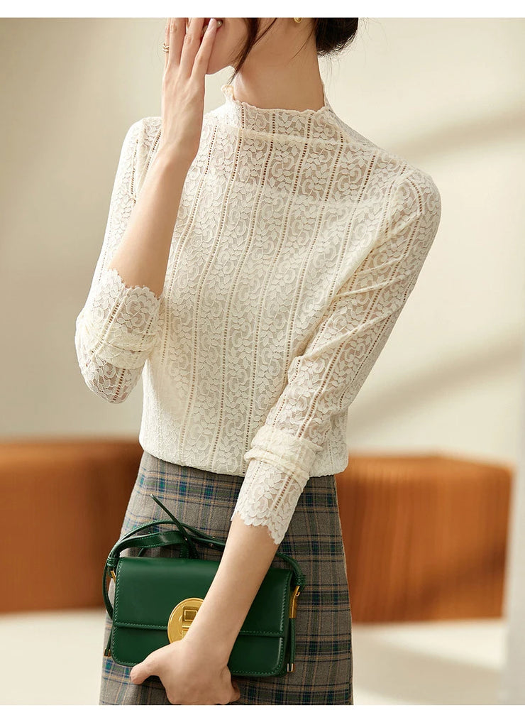 Élise Lace High-Neck Blouse