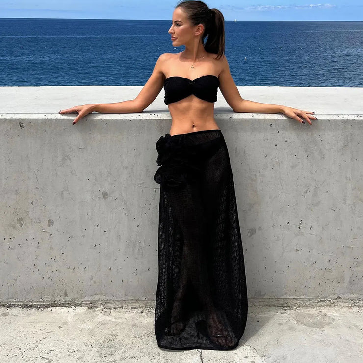 Bikini Swimsuits Sarongs Print Beachwear 3 Pieces Bandage