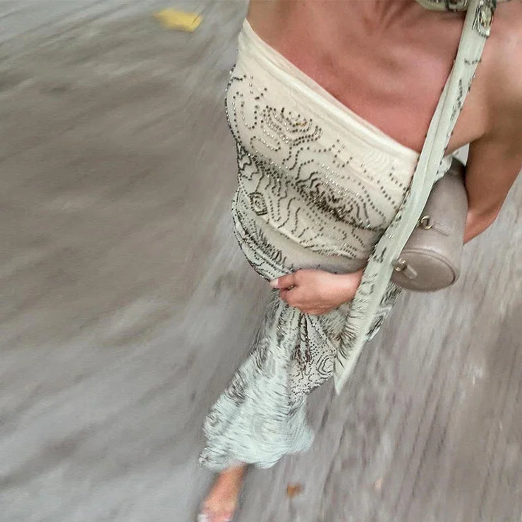 Women Halter Sleeveless Backless Tanks Slim Mermaid Long Skirt