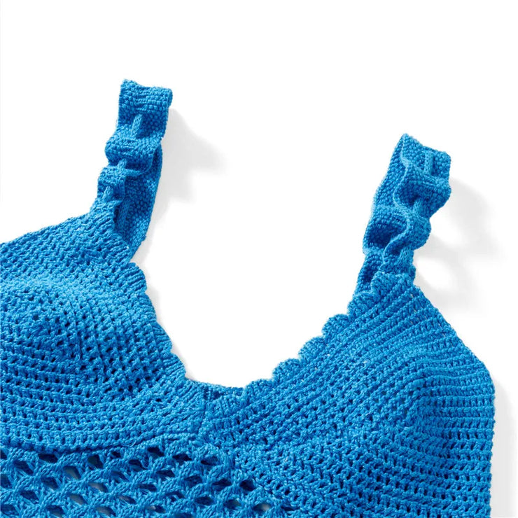Women Summer 2 Piece Crochet Knit Camisole & Skirt Outfits