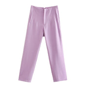 Autumn Trouser Suits High Waisted Office Casual Woman Pants