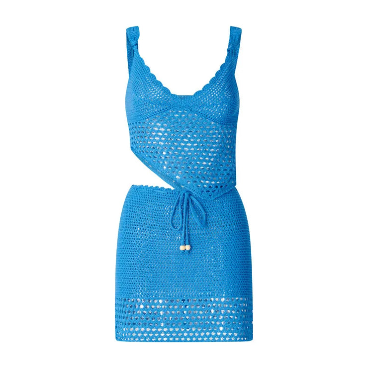 Women Summer 2 Piece Crochet Knit Camisole & Skirt Outfits
