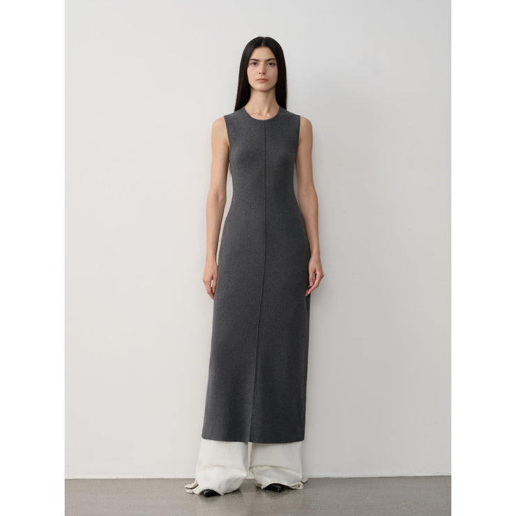 "Island Letters" Baslan Merino Wool Extra Long Sleeveless Knit Dress