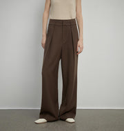 Pleated High Waist Wide Leg Pants – Sculpted Drape Trousers