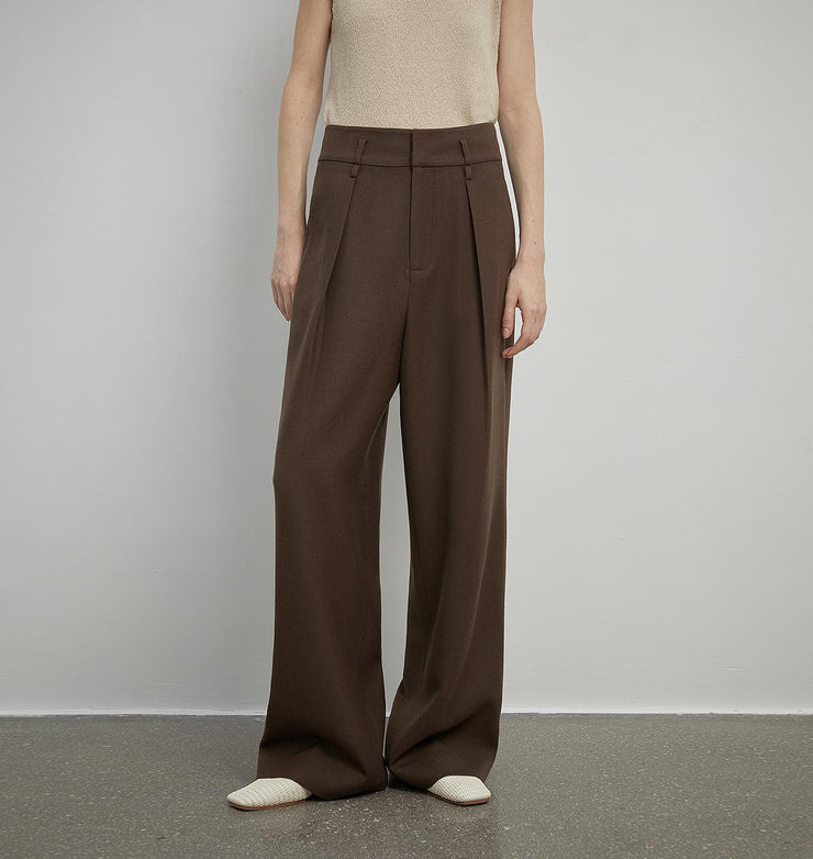 Pleated High Waist Wide Leg Pants – Sculpted Drape Trousers