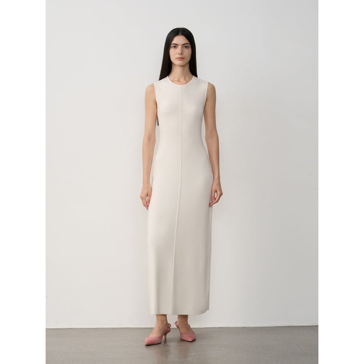 "Island Letters" Baslan Merino Wool Extra Long Sleeveless Knit Dress