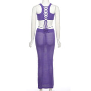Elegant Summer Crop Top & Maxi Skirt Set