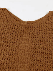 Neck Cut Out Circle Decoration Slim Beach Knit Mini Dress Women