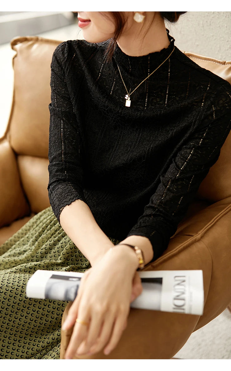 Élise Lace High-Neck Blouse