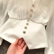 Sculpted Elegance Puff-Sleeve Blouse
