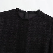 Noir Élan Tweed Mini Dress