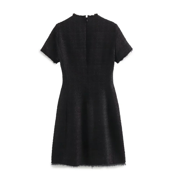 Noir Élan Tweed Mini Dress