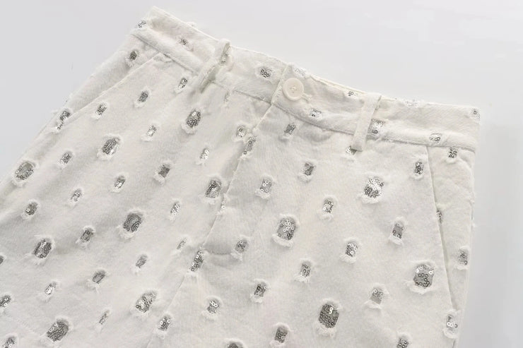 Radiant Sequin-Embroidered Vest & Skirt Set