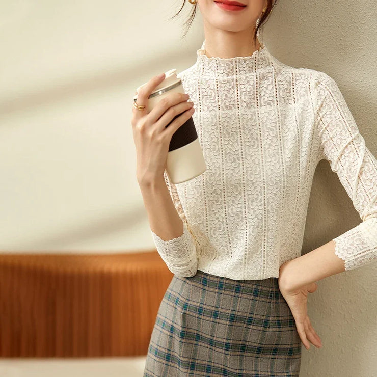 Élise Lace High-Neck Blouse