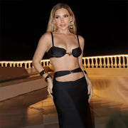 Bikini Swimsuits Sarongs Print Beachwear 3 Pieces Bandage