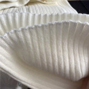 High-end Knit Flared Slim White Pant High Waist Design Pocket Trousers