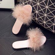 Ladies Flat Slippers with Fur