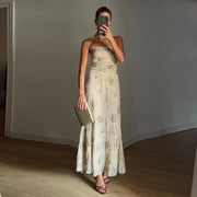 Women Halter Sleeveless Backless Tanks Slim Mermaid Long Skirt