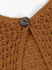 Neck Cut Out Circle Decoration Slim Beach Knit Mini Dress Women