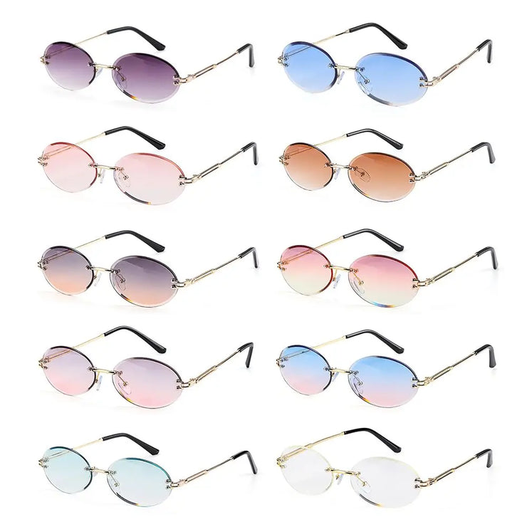 Celestia Oval Rimless Gradient Sunglasses – 12 Color Editions