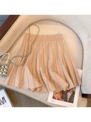 BelleVie Knit Pleated Mini Skirt