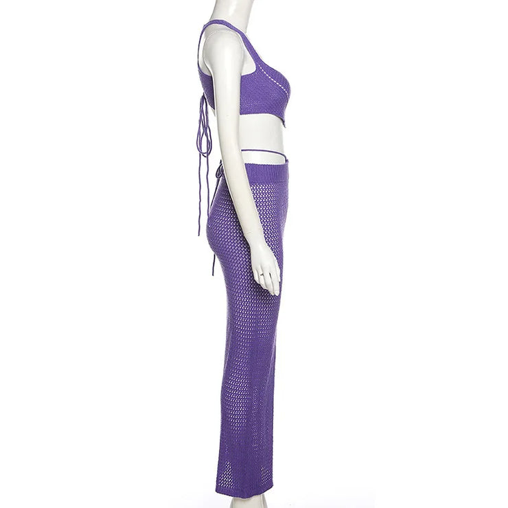 Elegant Summer Crop Top & Maxi Skirt Set