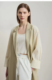 Solene Linen-Blend Textured Blazer